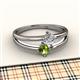 2 - Ria 4.00 mm Round Peridot and Diamond Split Shank 2 Stone Engagement Ring 