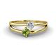 1 - Ria 4.00 mm Round Peridot and Diamond Split Shank 2 Stone Engagement Ring 