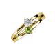 3 - Ria 4.00 mm Round Peridot and Diamond Split Shank 2 Stone Engagement Ring 