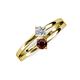 3 - Ria 4.00 mm Round Red Garnet and Diamond Split Shank 2 Stone Engagement Ring 