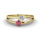 1 - Ria 4.00 mm Round Rhodolite Garnet and Diamond Split Shank 2 Stone Engagement Ring 