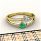 2 - Ria 4.00 mm Round Emerald and Diamond Split Shank 2 Stone Engagement Ring 