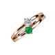 3 - Ria 4.00 mm Round Emerald and Diamond Split Shank 2 Stone Engagement Ring 