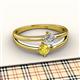 2 - Ria 4.00 mm Round Yellow Sapphire and Diamond Split Shank 2 Stone Engagement Ring 