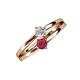 3 - Ria 4.00 mm Round Ruby and Diamond Split Shank 2 Stone Engagement Ring 