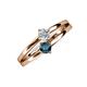 3 - Ria 4.00 mm Round Blue and White Diamond Split Shank 2 Stone Engagement Ring 
