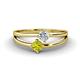 1 - Ria 4.00 mm Round Yellow and White Diamond Split Shank 2 Stone Engagement Ring 