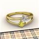 2 - Ria 4.00 mm Round Yellow and White Diamond Split Shank 2 Stone Engagement Ring 