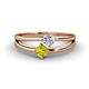 1 - Ria 4.00 mm Round Yellow and White Diamond Split Shank 2 Stone Engagement Ring 