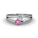 1 - Ria 4.00 mm Round Pink Sapphire and Diamond Split Shank 2 Stone Engagement Ring 