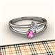 2 - Ria 4.00 mm Round Pink Sapphire and Diamond Split Shank 2 Stone Engagement Ring 