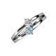 3 - Ria 4.00 mm Round Aquamarine and Diamond Split Shank 2 Stone Engagement Ring 