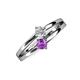 3 - Ria 4.00 mm Round Amethyst and Diamond Split Shank 2 Stone Engagement Ring 