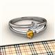 2 - Ria 4.00 mm Round Citrine and Diamond Split Shank 2 Stone Engagement Ring 