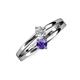 3 - Ria 4.00 mm Round Iolite and Diamond Split Shank 2 Stone Engagement Ring 