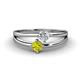 1 - Ria 4.00 mm Round Yellow and White Diamond Split Shank 2 Stone Engagement Ring 