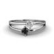 1 - Ria 4.00 mm Round Black and White Diamond Split Shank 2 Stone Engagement Ring 