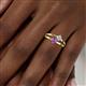 6 - Ria 4.00 mm Round Amethyst and Diamond Split Shank 2 Stone Engagement Ring 