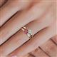 5 - Ria 4.00 mm Round Rhodolite Garnet and Diamond Split Shank 2 Stone Engagement Ring 