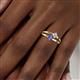 6 - Ria 4.00 mm Round Tanzanite and Diamond Split Shank 2 Stone Engagement Ring 