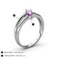 4 - Ria 4.00 mm Round Amethyst and Diamond Split Shank 2 Stone Engagement Ring 