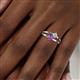 6 - Ria 4.00 mm Round Amethyst and Diamond Split Shank 2 Stone Engagement Ring 