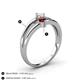 4 - Ria 4.00 mm Round Red Garnet and Diamond Split Shank 2 Stone Engagement Ring 