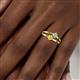 6 - Ria 4.00 mm Round Yellow Sapphire and Diamond Split Shank 2 Stone Engagement Ring 