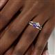 6 - Ria 4.00 mm Round Iolite and Diamond Split Shank 2 Stone Engagement Ring 