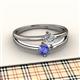 2 - Ria 4.00 mm Round Tanzanite and Diamond Split Shank 2 Stone Engagement Ring 