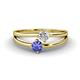 1 - Ria 4.00 mm Round Tanzanite and Diamond Split Shank 2 Stone Engagement Ring 