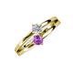 3 - Ria 4.00 mm Round Amethyst and Diamond Split Shank 2 Stone Engagement Ring 