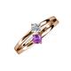 3 - Ria 4.00 mm Round Amethyst and Diamond Split Shank 2 Stone Engagement Ring 