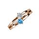 3 - Ria 4.00 mm Round Blue Topaz and Diamond Split Shank 2 Stone Engagement Ring 