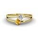 1 - Ria 4.00 mm Round Citrine and Diamond Split Shank 2 Stone Engagement Ring 