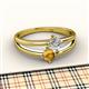 2 - Ria 4.00 mm Round Citrine and Diamond Split Shank 2 Stone Engagement Ring 