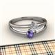 2 - Ria 4.00 mm Round Iolite and Diamond Split Shank 2 Stone Engagement Ring 