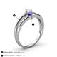 4 - Ria 4.00 mm Round Iolite and Diamond Split Shank 2 Stone Engagement Ring 