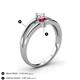 4 - Ria 4.00 mm Round Rhodolite Garnet and Diamond Split Shank 2 Stone Engagement Ring 