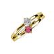 3 - Ria 4.00 mm Round Rhodolite Garnet and Diamond Split Shank 2 Stone Engagement Ring 