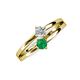 3 - Ria 4.00 mm Round Emerald and Diamond Split Shank 2 Stone Engagement Ring 