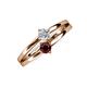 3 - Ria 4.00 mm Round Red Garnet and Lab Grown Diamond Split Shank 2 Stone Engagement Ring 