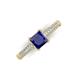 3 - Serina Classic Princess Cut Lab Created Blue Sapphire and Round Lab Grown Diamond 3 Row Micro Pave Shank Engagement Ring 