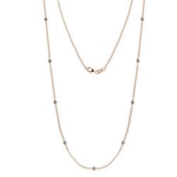 Adia 9Stn Blue Topaz on Cable Necklace Stone Blue Topaz ctw Womens Station Necklace K Rose Gold