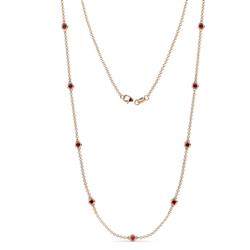 Adia 9Stn Ruby on Cable Necklace Stone Ruby ctw Womens Station Necklace K Rose Gold