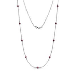 Adia 9Stn Ruby on Cable Necklace Stone Ruby ctw Womens Station Necklace K White Gold