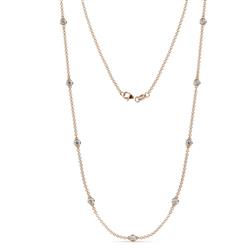 Adia 9Stn Aquamarine on Cable Necklace Stone Aquamarine ctw Womens Station Necklace K Rose Gold