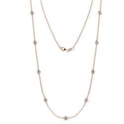 Adia 9Stn Aquamarine on Cable Necklace Stone Aquamarine ctw Womens Station Necklace K Rose Gold
