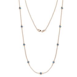 Adia 9Stn Blue Topaz on Cable Necklace Stone Blue Topaz ctw Womens Station Necklace K Rose Gold