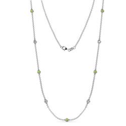 Adia 9Stn Peridot and Lab Grown Diamond on Cable Necklace Stone Peridot and Lab Grown Diamond ctw Womens Station Necklace K White Gold